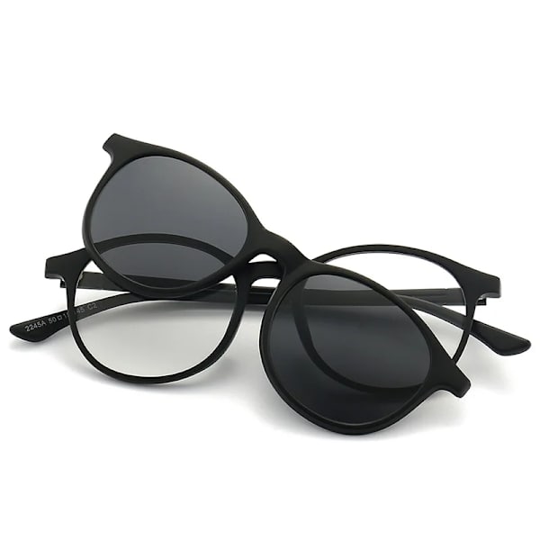 5PCS Magnetisk polariserad klämma på solglasögon Damer Män Plastram för nattkörning Solglasögon UV400 2245A-C1-Polarized