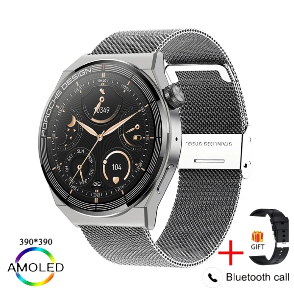 Ny watch GT3 Pro Smart Watch Herr NFC Vattentät Sport Fitness Tracker Bluetooth Call Smartwatch Man för HUAWEI Android IOS Silver mesh belt