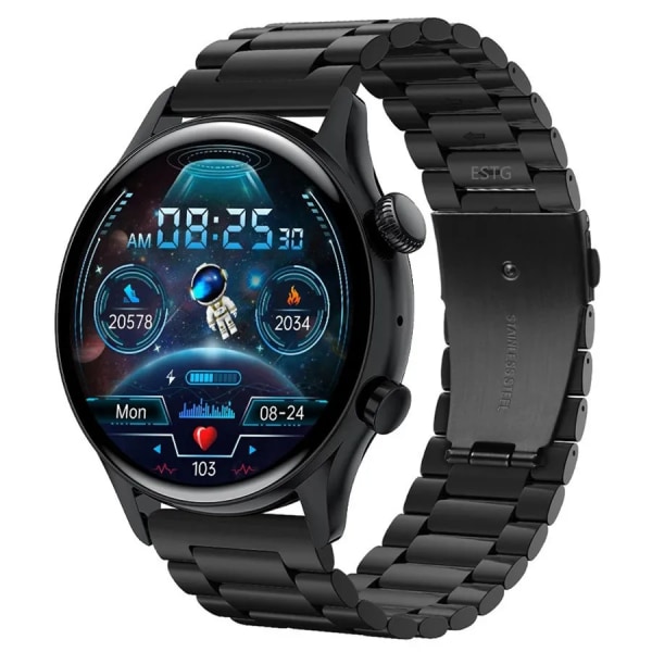 HK8 Pro Bluetooth Call I30 Smartwatch Herr 1,36 tum AMOLED 390*390 skärm Smart Watch IP68 Vattentät Gold Leather
