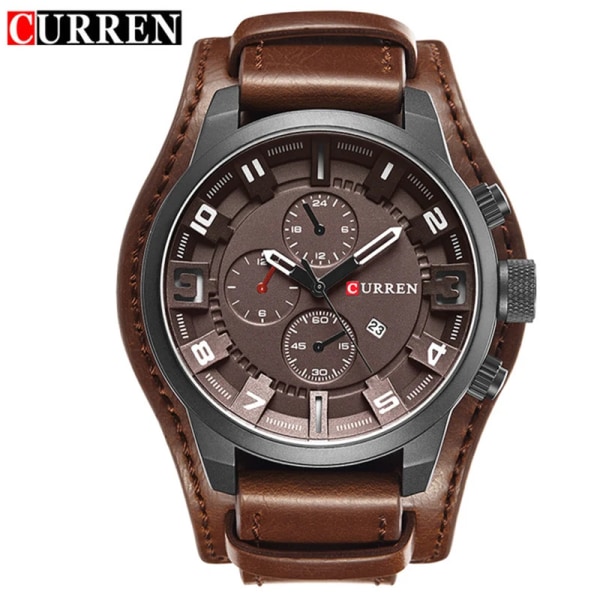 Curren Herr Casual Kvartsklocka Watch Toppmärke Lyx Quartz-klocka Läderrem Watch Handledsklocka black black