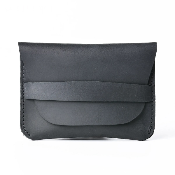 Enkel korthållare i äkta läder Creative Retro Casual Mini plånbok Första lager Kohud Läder Liten förvaring Black