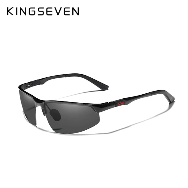 KINGSEVEN Driving Series Polarized Men Aluminium Solglasögon Blå Spegel Lens Man Solglasögon Aviation Dam För Män Glasögon 9121 Black Gray