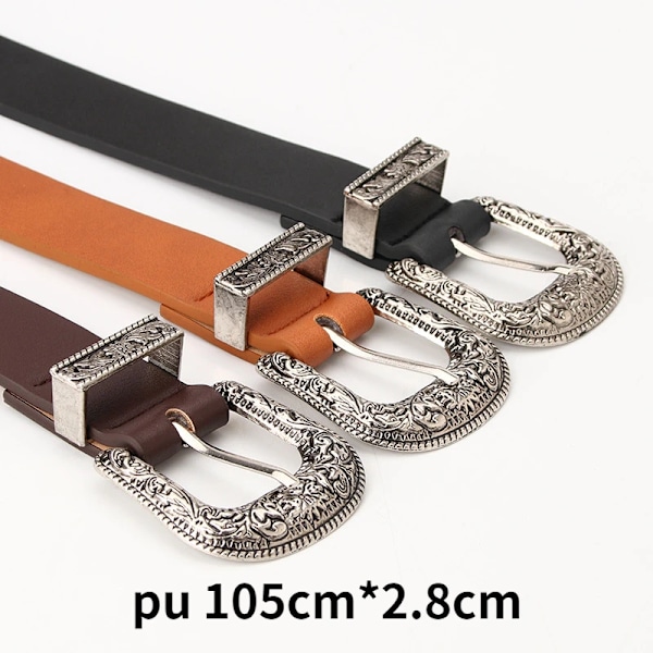 Ny Carve Pu Pin Spänne Bälte Dam Mode Svart Silver Spänne Tunna Bälten Dam Jeans Klänning Midjeband Brand Design 2022 Camel 105CM