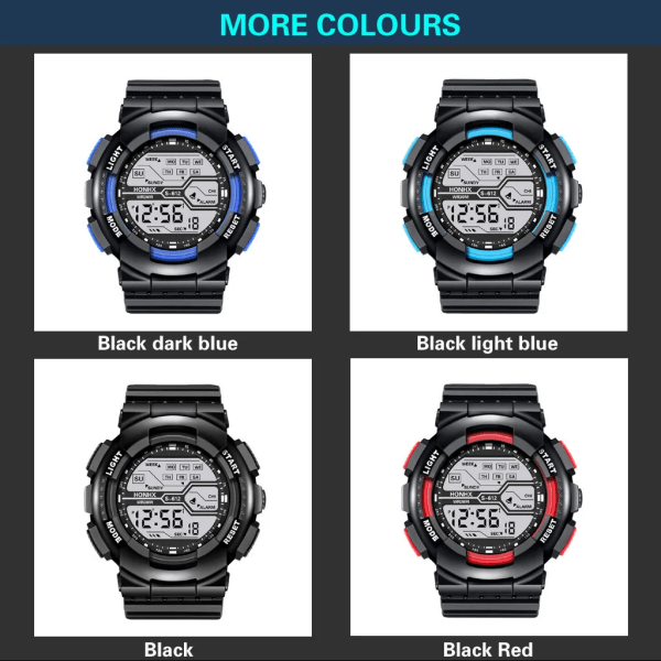 Watch för män Unicorn storskärm LED elektronisk sport multifunktion vattentät lysande militära digitala armbandsur Blue