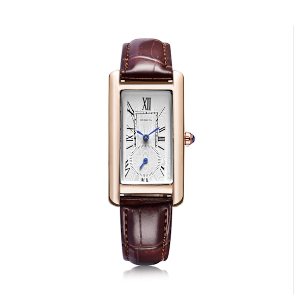 REBIRTH Brand Watch Dam Elegant Retro Klockor Mode Dam Quartz Klockor Klocka Dam Casual Läder Damarmbandsur Gold Brown