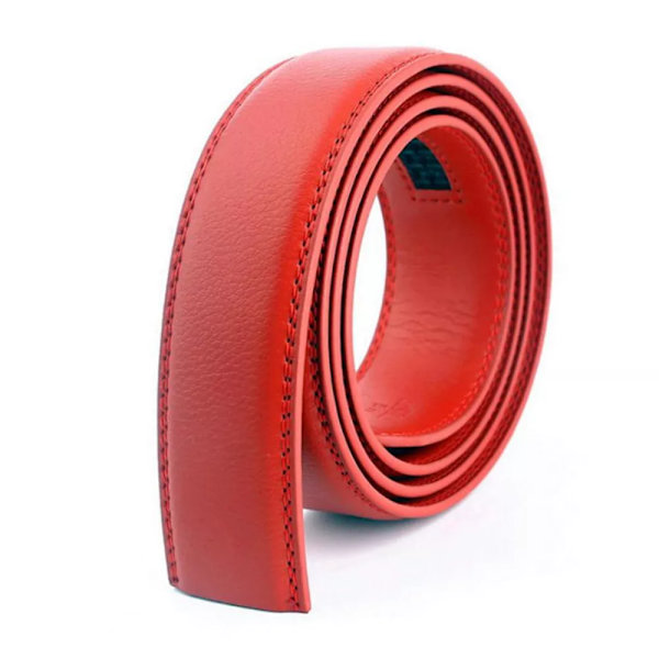 HIDUP Bra kvalitet äkta läder Automatisk modellbälte för män Endast blå färgrem utan spänne 3,5 cm bredd LUWJ17 Red 110cm 32to33 Inch