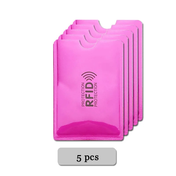 Anti Rfid-korthållare NFC-blockerande läsare Lås ID Bankkortshållare Student Söta ID-kort Plånbok Pass Business Bancaire Case 5 pcs Rose-red