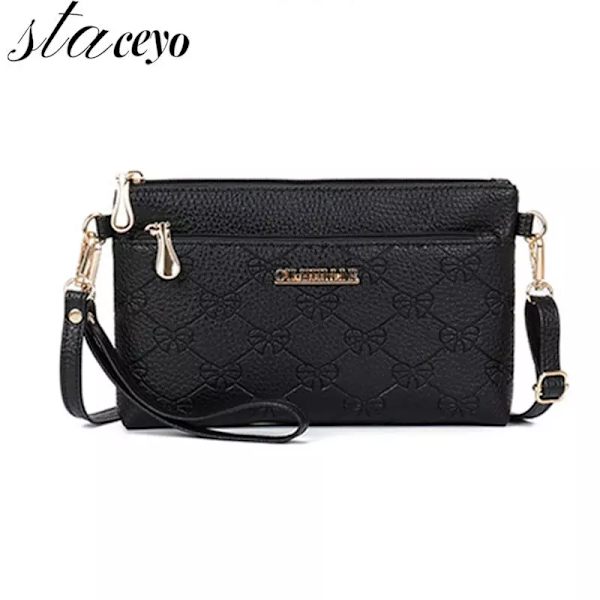 Lyxig Clutch-väska Läder Cross Body-väskor Dam Axlar Liten Crossbody Messenger-väska Lyxmärke Handväskor Svart Clutch-väska black 22x13x3cm