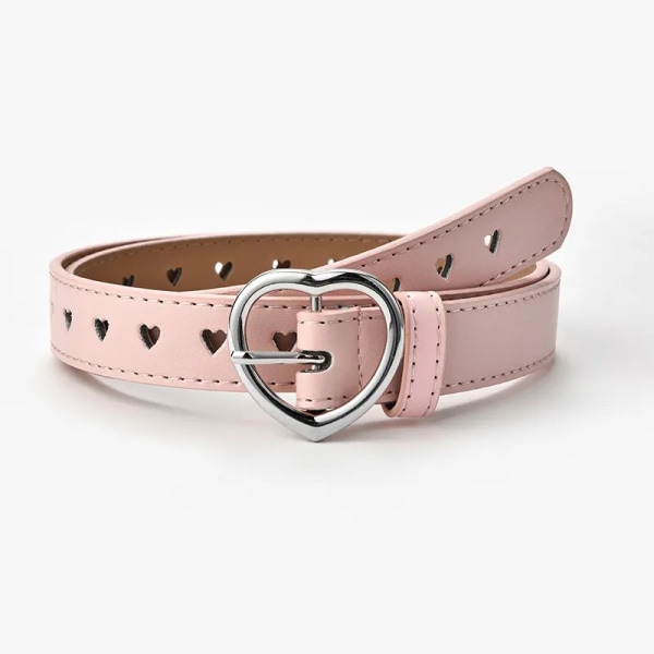 Barnbälte Barn Söt persikahjärtspänne konstläderbälten för flickor Kärlekshjärta ögla Genomföring midjebälte Solid midjeband Pink 90cm
