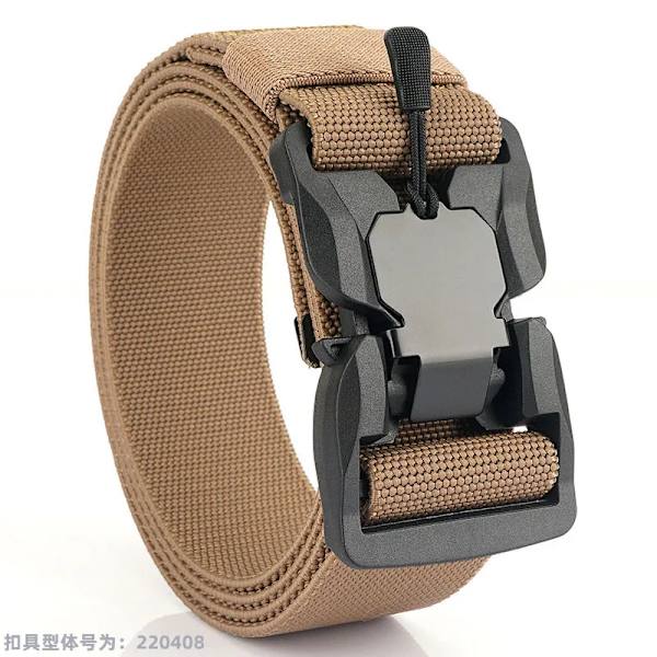 Taktiskt bälte Magnetiskt spänne Quick Release Elastiskt bälte Casual Nylon Träningsbyxor för män Bälte KK50 Khaki 125cm