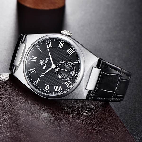 BENYAR Herrklockor Retro Dial Quartz Watch For Herr Lyx 40MM Militärläder Originalklockor Vattentät klocka Reloj Hombre Blue