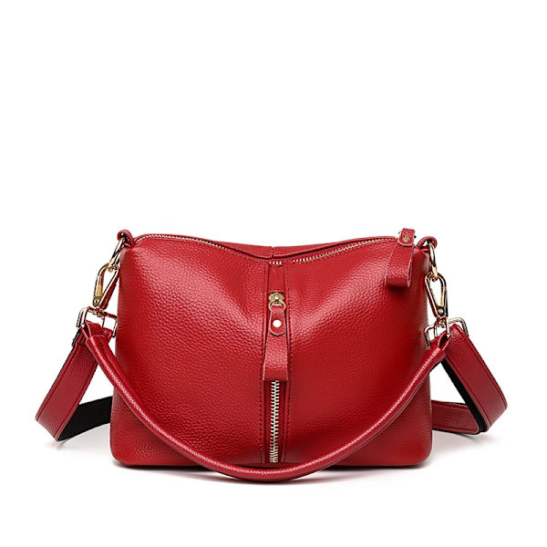 Väskor i äkta läder för kvinnor Casual Enkel Små handväskor för kvinnor Högkvalitativ naturlig nötkött Kvinnlig axlar Crossbody Tote Red