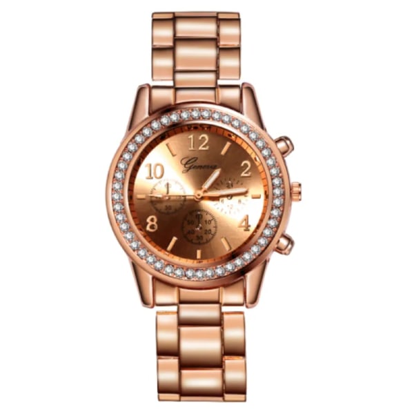 Damklockor Geneva Classic Rhinestone Watch Damklockor Dammode Guldklocka Watch Reloj Mujer Montre Femme Gold set