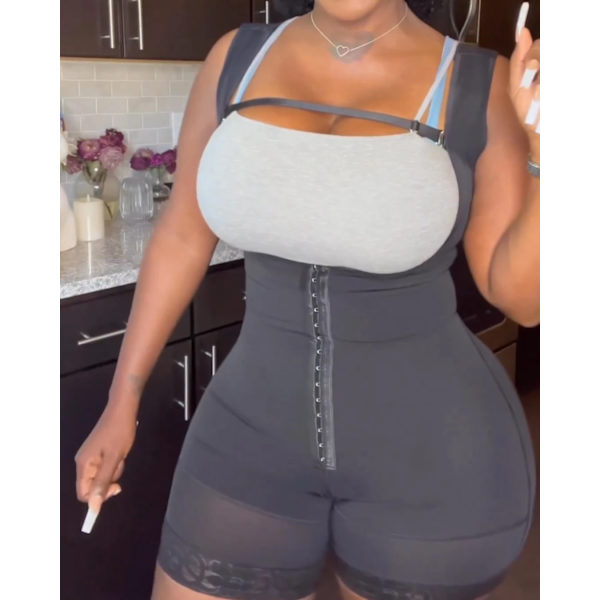 Fajas Colombianas Kroppsformare för kvinnor Bröststöd Sida Långärmad Magkontroll Lång Body Shapewear Waist trainer Black M