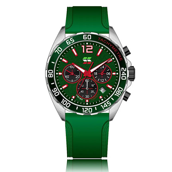 Mode Chronograph Herrklockor Toppmärke Lyx Silikonband Sport Armbandsur Business Quartz Klocka Vattentät Montre Homme Green