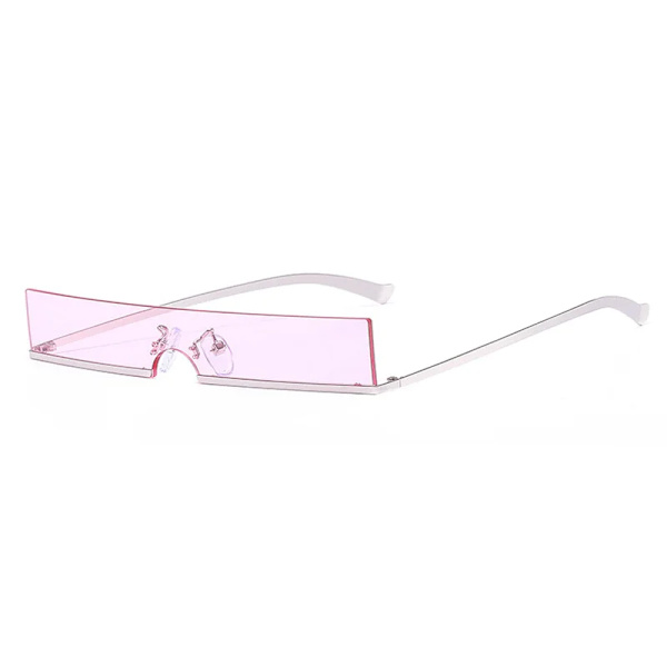 SHAUNA Mode halvram små rektangulära solglasögon Dammärke Designer Ins Populära One Piece Röda nyanser Herr Silver Pink