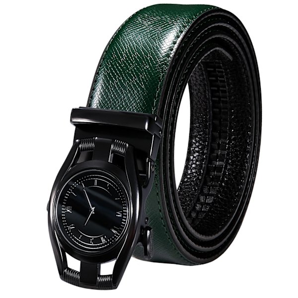 Högkvalitativt grönt äkta läder Herrbälten Lot Styles Automatiska spännen för klänning Jeans Kostym Herr Midjeband Bälte Bröllopspresent 2102DMI 130cm