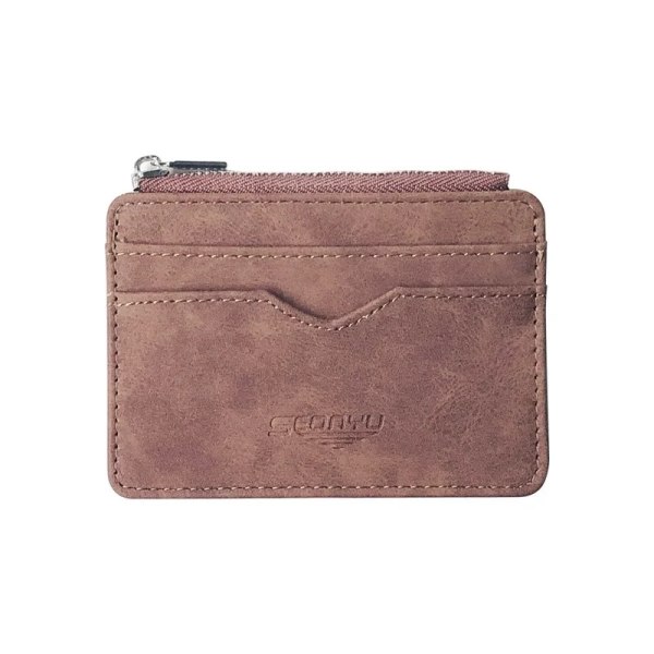 Slim kortkort plånbok herr matt läder Retro multikort frostat tyg Korthållare Pengar Minimalistisk Transparent myntväska Brown