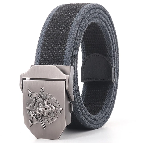 Taktiska bälten för män 4 mm tjocka 38 mm brett Casual Canvas Utomhuslegering Slät spänne Högkvalitativ unisex Plus Size Damgördel dark grey edge 120cm