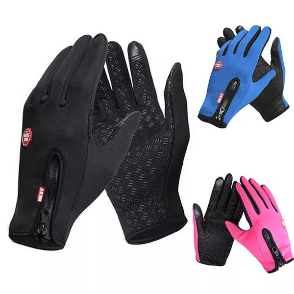 Vinter Kvinnor Herr Handskar Touch Kall Vattentät Motorcykel Cykel Handskar Man Utomhussport Varm thermal fleece Löp Skidhandskar pink M