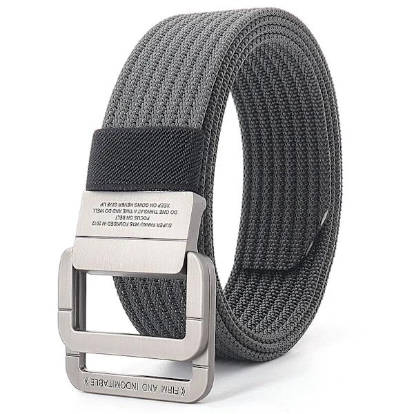 Snygga män Bälten Dubbla ringar Metall Skjutspänne Canvas Stickad Snabbtorkande Jeans Accessoarer Utomhus midjerem Unisex Cinto Color19 110cm