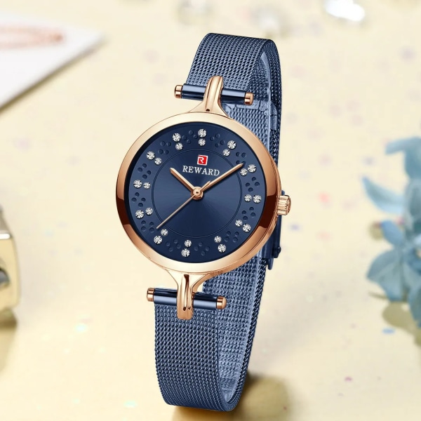 REWARD Kvinnor Armbandsur Mode Lyx Watch Vattentät rostfritt stål Dam Flickur Watch för kvinnor Purple