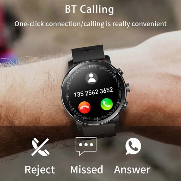 SENBONO Män Smart Watch Rund Bluetooth Svara samtal Klockor Anpassade urtavlor Sport Smartwatch Män Dam för Android IOS Red