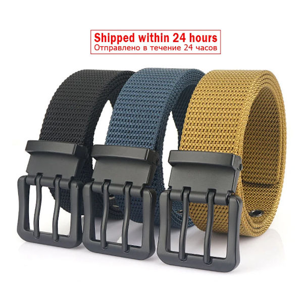 MEDYLA Fashion Classic Canvas Bälte Män Metall Dubbelnål Spänne Casual Strap Bälte för män Högkvalitetsrem MN3008 Deep gray 115CM
