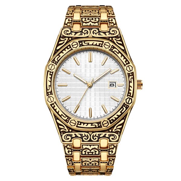 Nya heta klockor Mode män watch i rostfritt stål Lyxkalender Quartz Armbandsur Business Klockor Man Klocka Relogio Masculino White golden