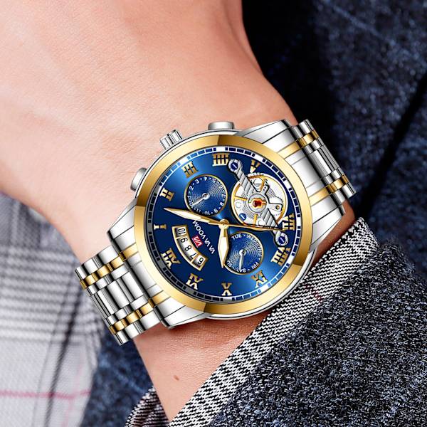 Relogio Masculino Toppmärke Luxury Watch Rostfritt stål Luminescensklocka Casual Chic 3Bar Vattentät Watch utomhus 2453-JLH