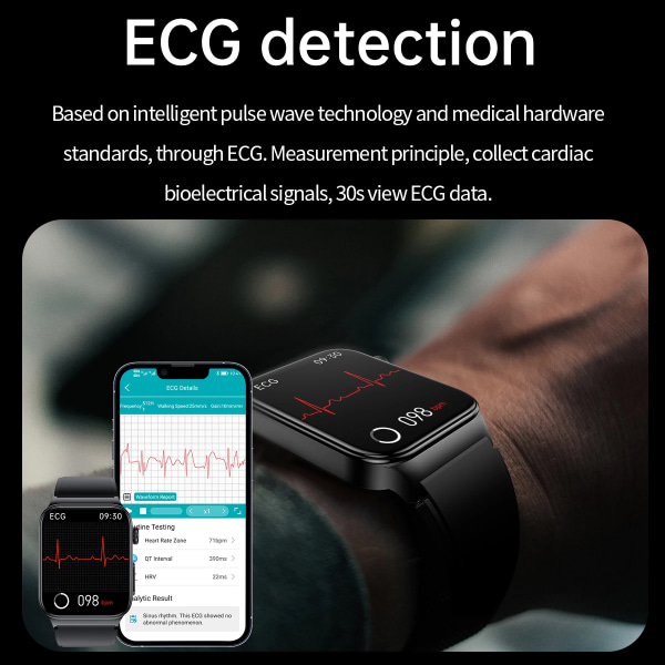 Ny EKG+PPG Smart Watch Män Laser Behandling av Hypertoni Hyperglykemi Hyperlipidemi Puls Hälsosam Sport Män Smartwatch silicone blue