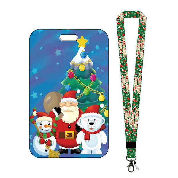 Utsökt julstil Bankkreditkortsinnehavare ID-kortsinnehavare Identitetsmärke Skyddsskal BARN Kvinnor män Kontorsmaterial card case long rope(.478)