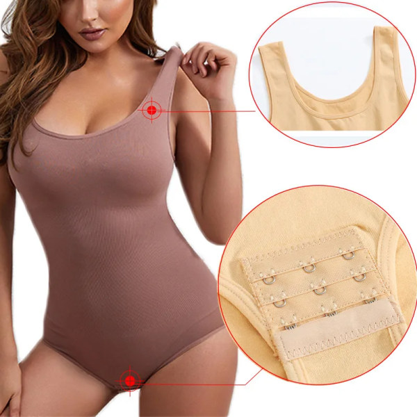 GUUDIA Kvinnor Waist trainer Body Slim Full Body Shapewear Seamless Jumpsuits Magkontroll Tops Body för att gå ut apricot L