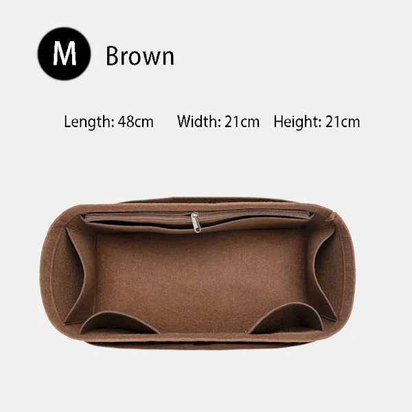 TINBERON Insert Organizer Stor kapacitet Resväska Specialliner Väska Filttyg Sida Pull Typ fodrad väska Sminkväska Brown M