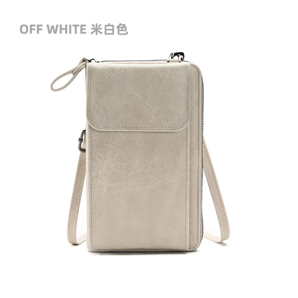 Buylor Hasp Mode Crossbody-väska Liten mobiltelefonväska Damväska PU-läderkorthållare Lyxig axelrem för handväska OFF White 18x11x5cm