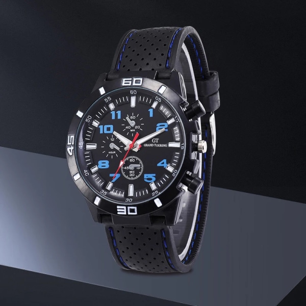 Sport Silikon Watch Mode Klassisk Lyx Racing Business Urtavla Casual Quartz Herrklocka Watch För Herr Blue