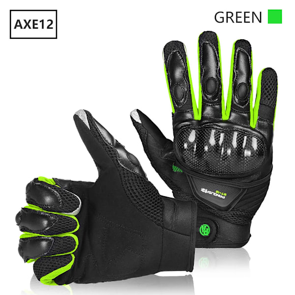 Iron Jia'S Mesh Motorcykelhandskar Andningsbara Kolfiberskydd Motocross Pekskärm Slitstarka Motorcykelhandskar Green M