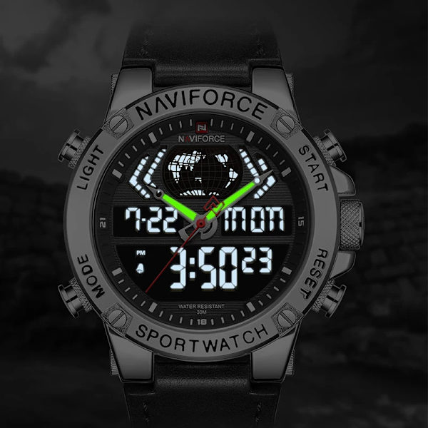 NAVIFORCE Lyx Herr Sportklockor Militär Vattentät Digital Alarm Chronograph Quartz Armbandsur Manklocka Relogio Masculino CECEDBNBOX