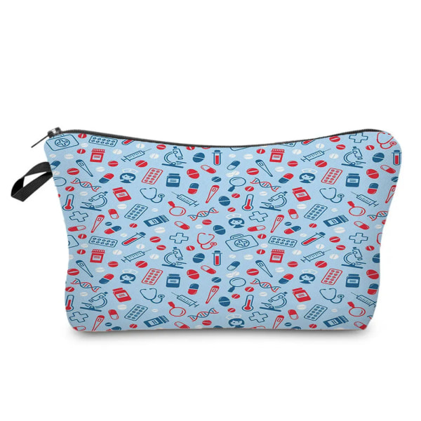 Sjuksköterska Blommig printed stil Kosmetisk väska Kvinnor Nödvändig sminkväska Linne Dragkedja Resor Toalettartiklar Organizer Väska Case H