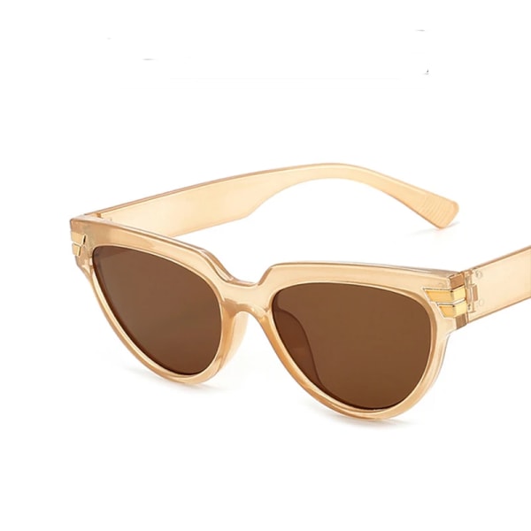 Nya Små rektangulära solglasögon Kvinnor Lyxmärke Klassiskt Cat Eye Lady Sexigt mode Solglasögon Skärmar För Kvinnor UV400 tan As Picture