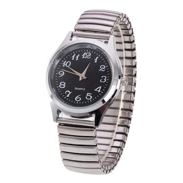 Man Kvinnor Par Armbandsur Rostfritt stål Band Legering Lovers Business Quartz Movement Armbandsur Elastiskt band Band Watch black men