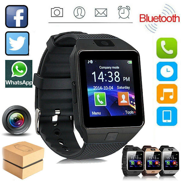 Smart Watch Touch Sports fitness vattentät Smartwatch Klockor För Ios Android Sim GSM-kort Kamera Herr kvinnor Barn Smart Watch White With gift Box