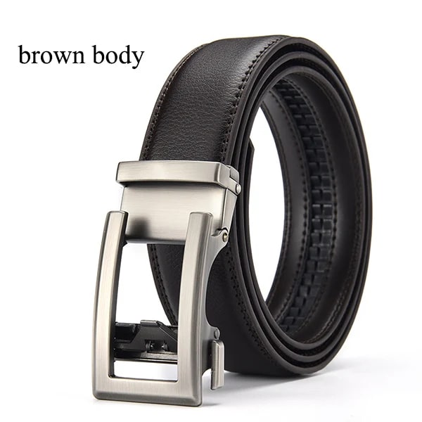 [LFMB]Mänsbälte Ko äkta läder herrbälte kohudsrem för manlig spärr automatiskt spänne bälten för män märkesbälte ne810-brown 110cm 31to33 Inch
