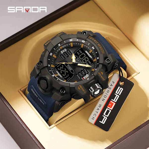 Ny 2023 Step Calorimeter Single Display Electronic Sanda 6126 Watch Simple Nightlight Vattentät Sport Electronic Watch red