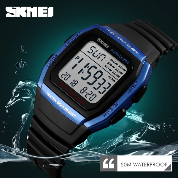SKMEI 1278 Sport Herrklockor Digital Dual Time LED Countdown Herr Armbandsur Casual Utomhus Vattentät Man Klocka montre homme Rose Gold