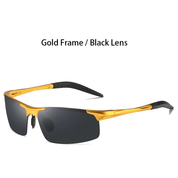 AORON Polarized Solglasögon Herr Klassiska Sportkörning Solglasögon UV400 Lyxiga Solglasögon av aluminiumram för män Gold Black Original Zipper Case