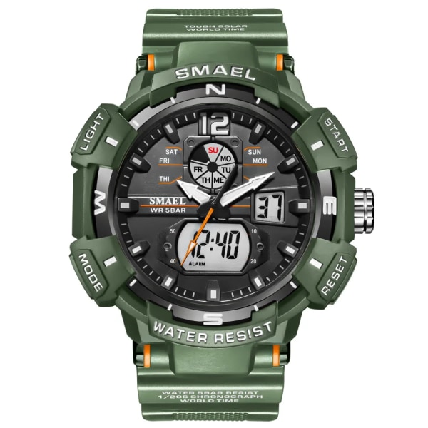 Watch för män Militärklocka Mode White Hour 50M Vattentät Lysande händer Armbandsur Digital 8045 Herrklockor Quartz ARMYGREEN