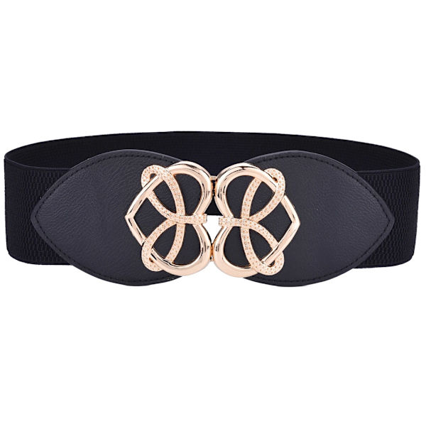 Kvinnor brett elastiskt midjebälte Vintage stretchigt midjeband för damklänningar 6.5-20-Black 65cm(68cm to 100cm)