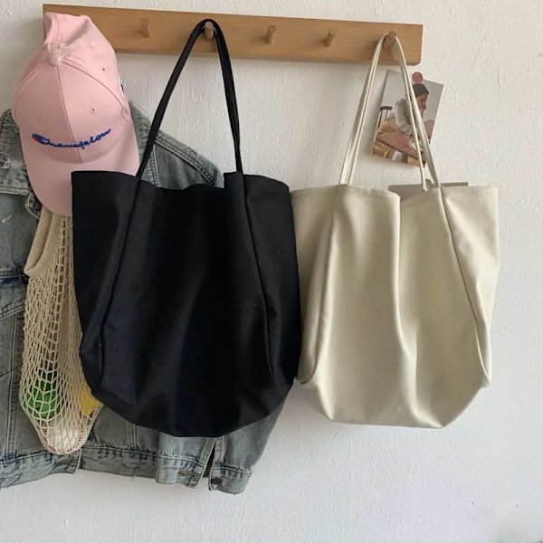 Axelväska i canvas Stor kapacitet Livsmedelsväskor Enkel enfärgad Designerhandväska Återanvändbar Shopper Eco Shoppingväskor Auburn