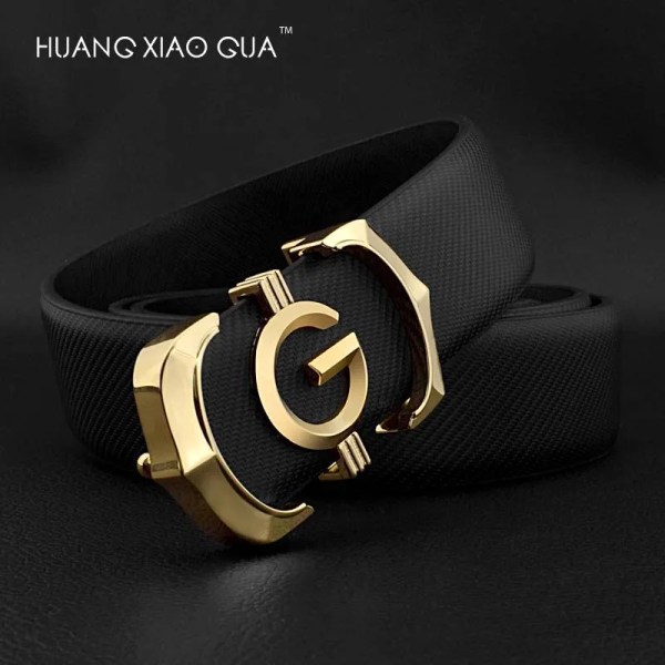 Lyxigt läderbälte man vita bälten designerbälten herr hög kvalitet G bokstavsspänne manlig rem ceinture homme Black Golden buckle 110cm